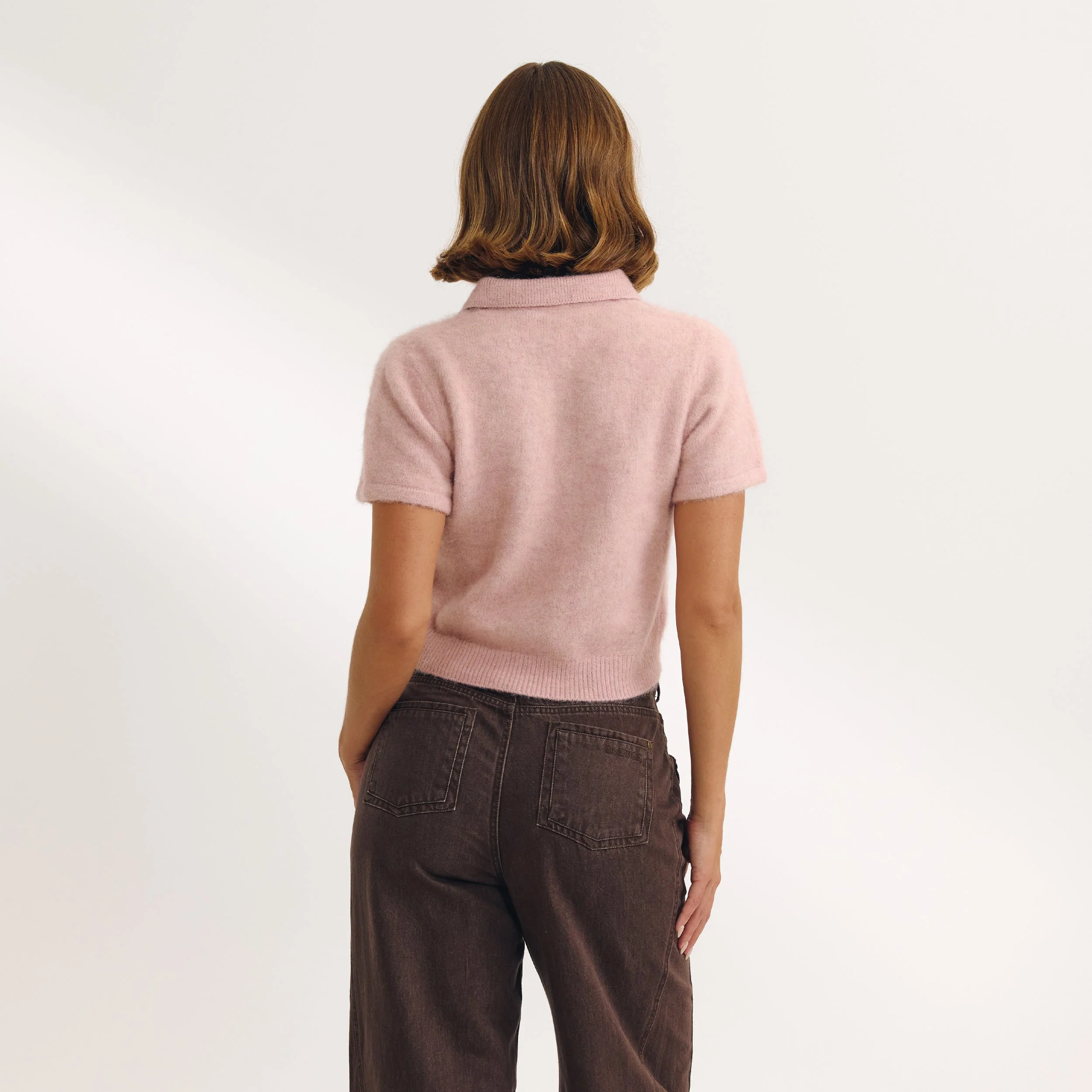Knitted Polo Top - Pink