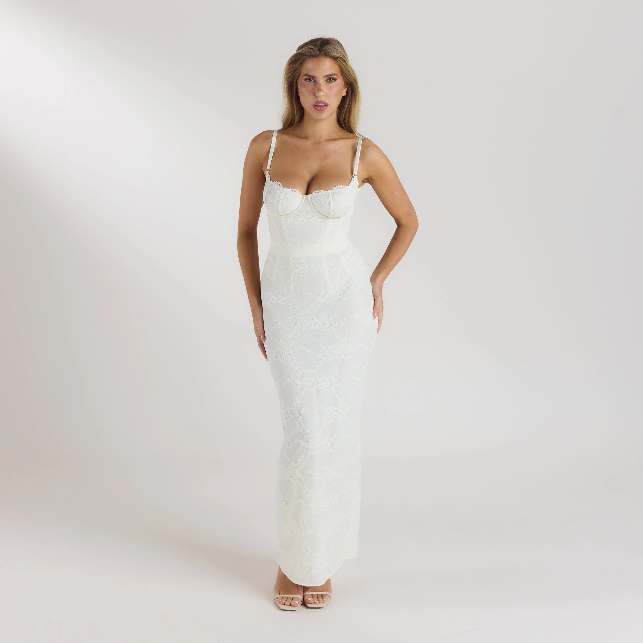 Blossom Maxi Dress with Bodysuit - Cream