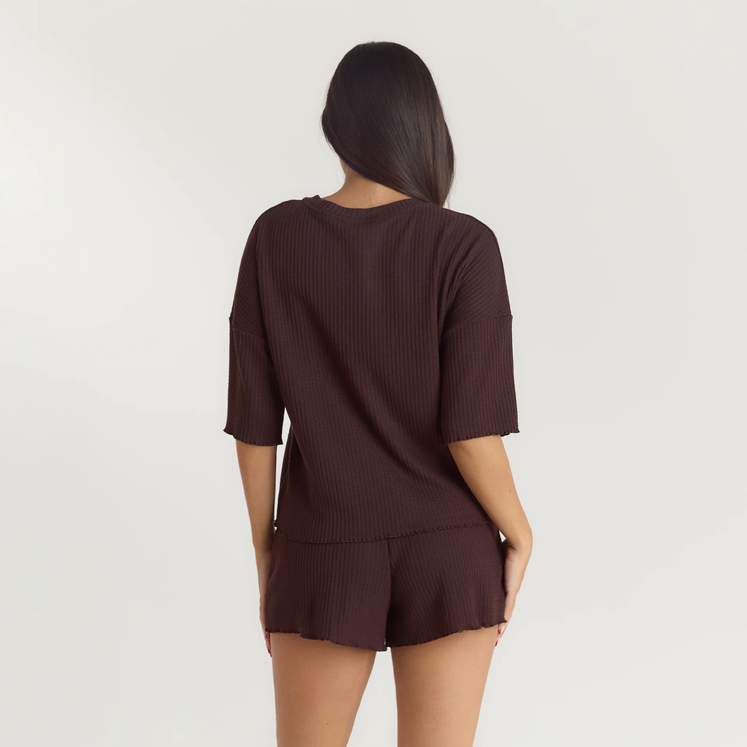 Soft Waffle Pajama Top - Dark Chocolate
