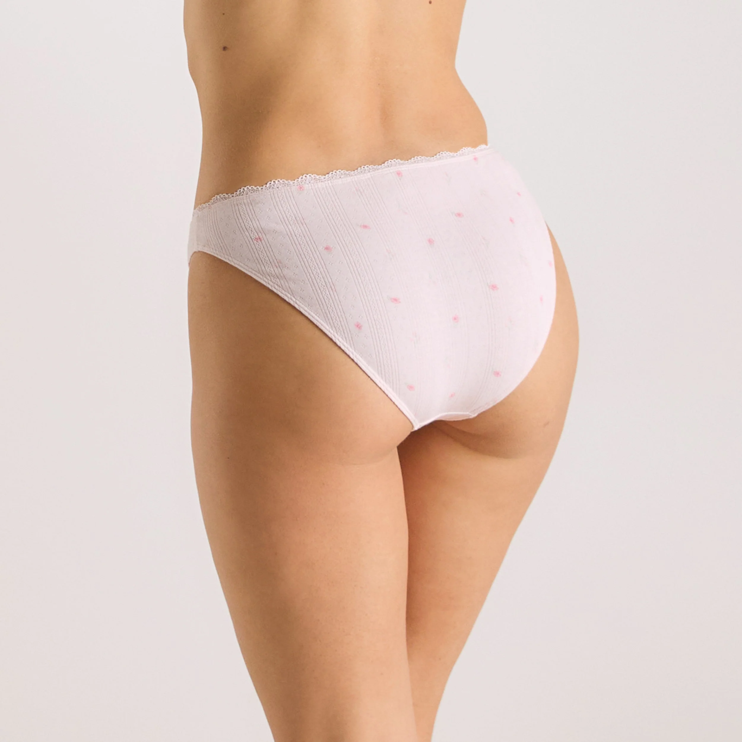 Pointelle Briefs - Pink Floral