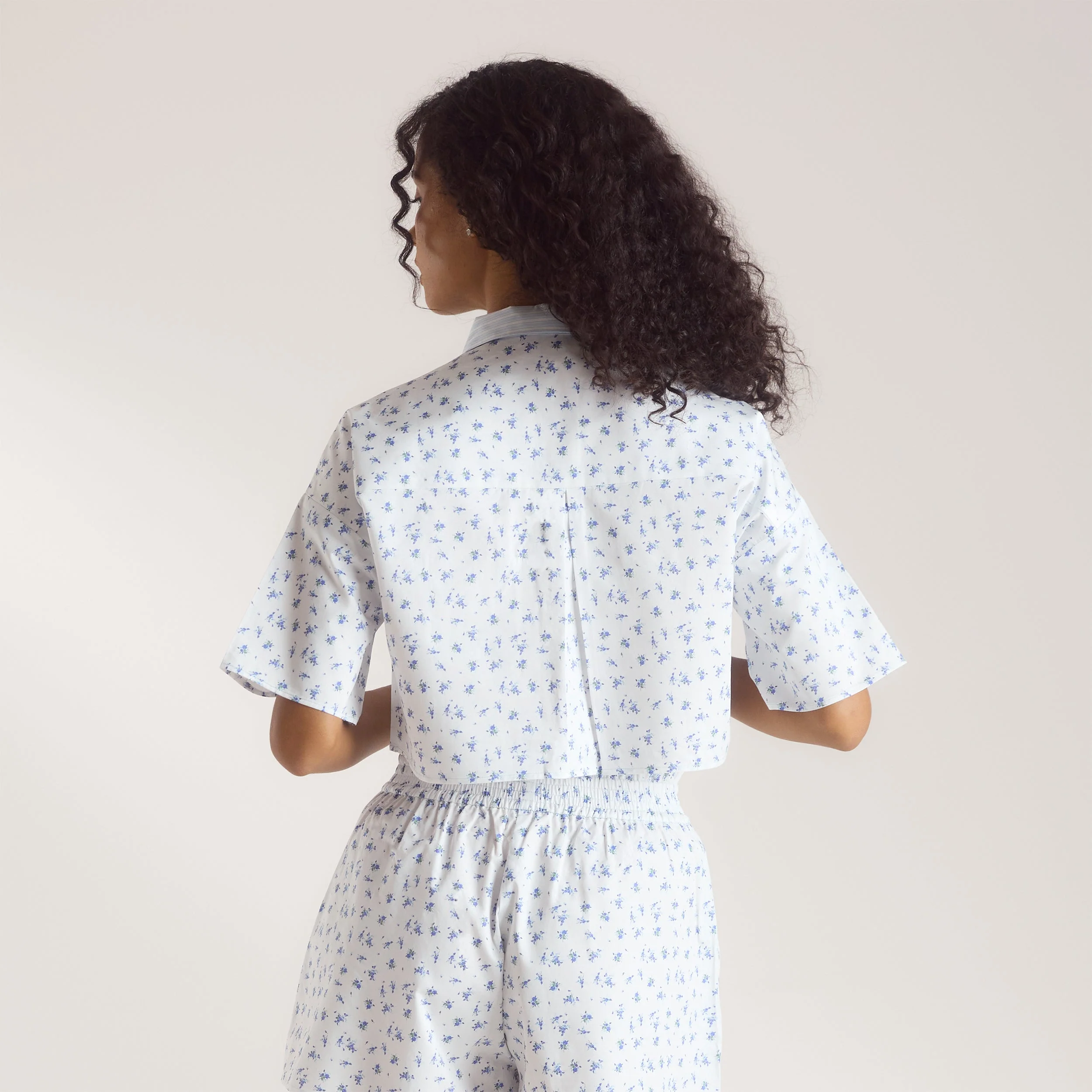 Bloom & Stripe Short-Sleeved Pajama Shirt - Blue
