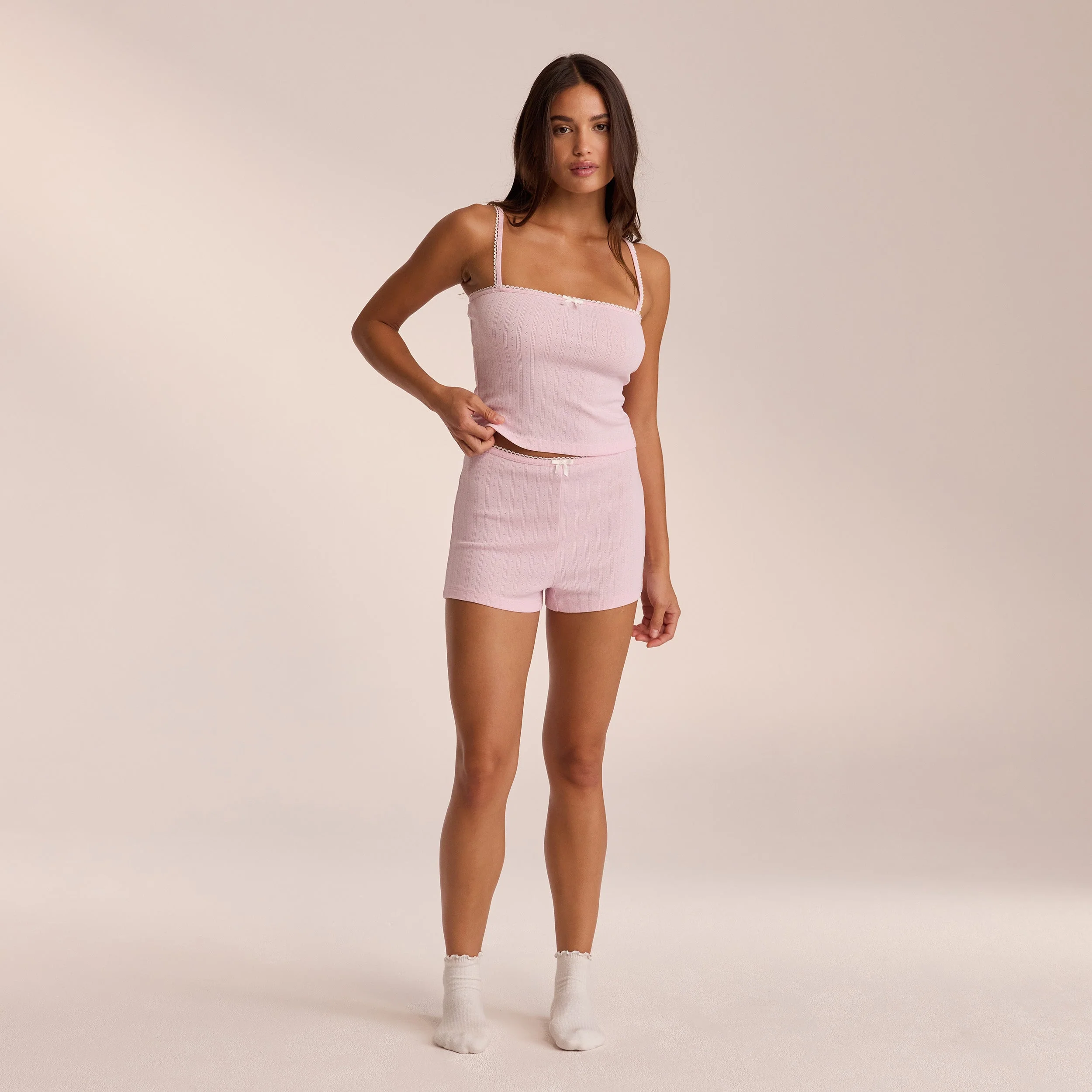 Pointelle Pajama Shorts - Pink