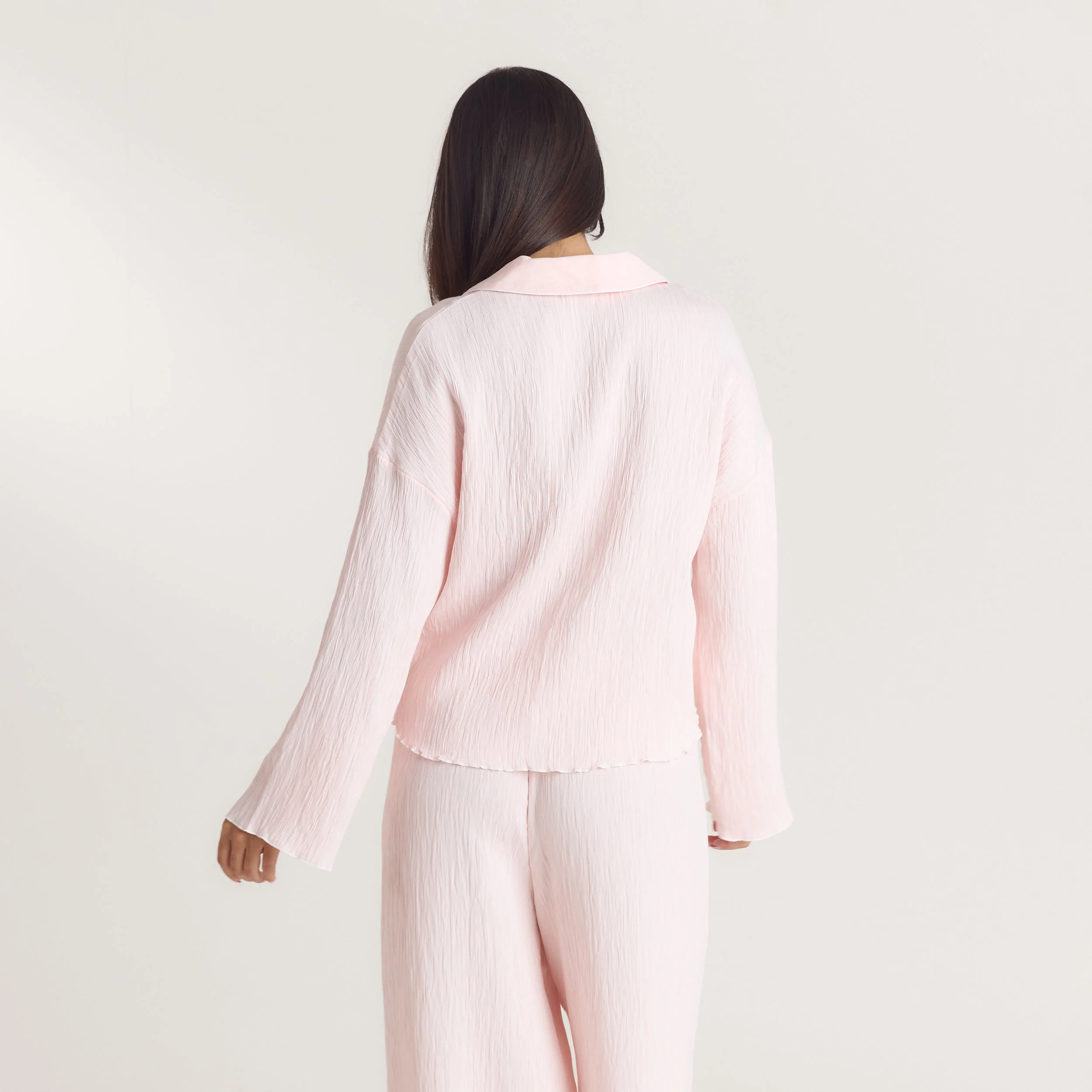 Crinkle Pajama Shirt - Pink