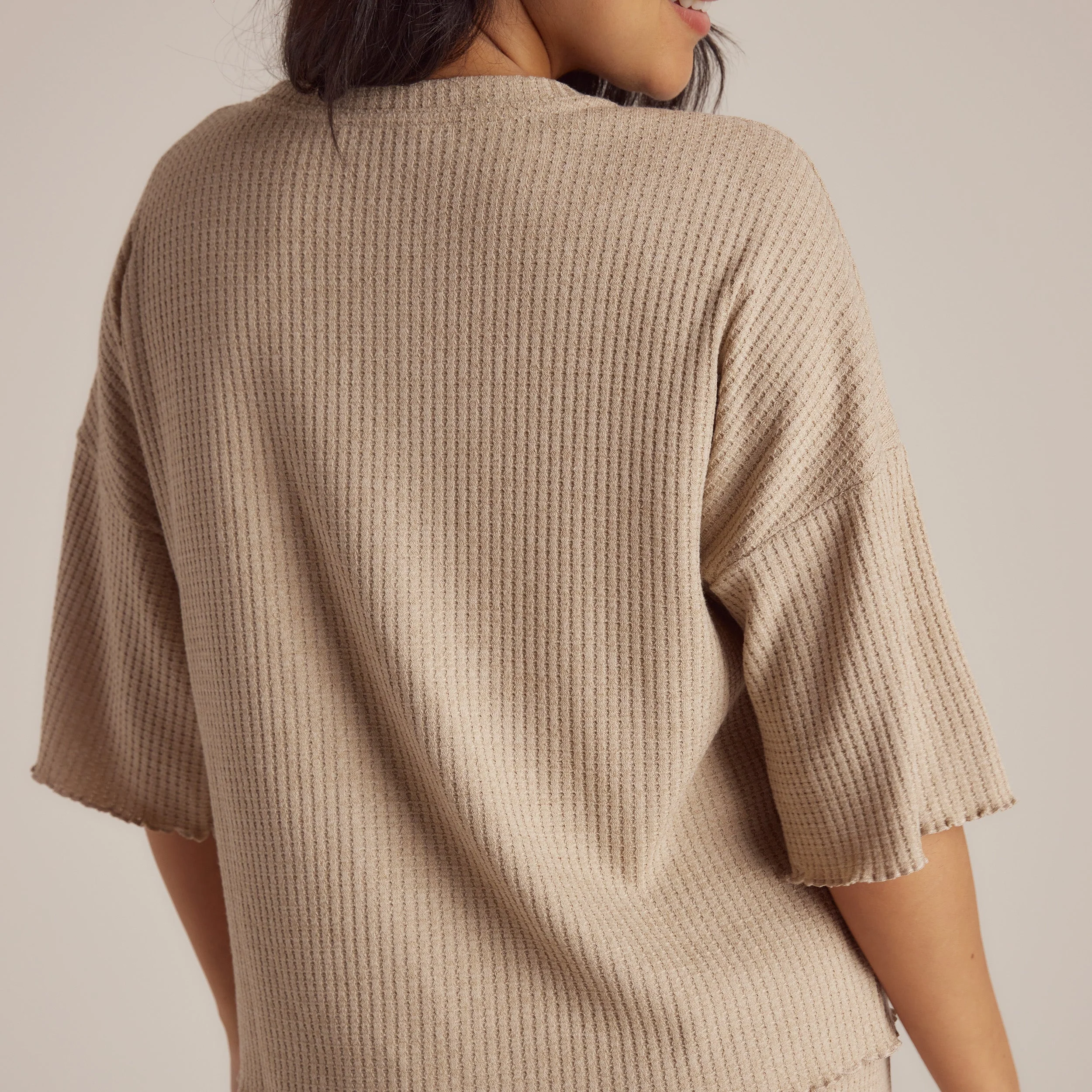 Soft Waffle Pajama Top - Mink