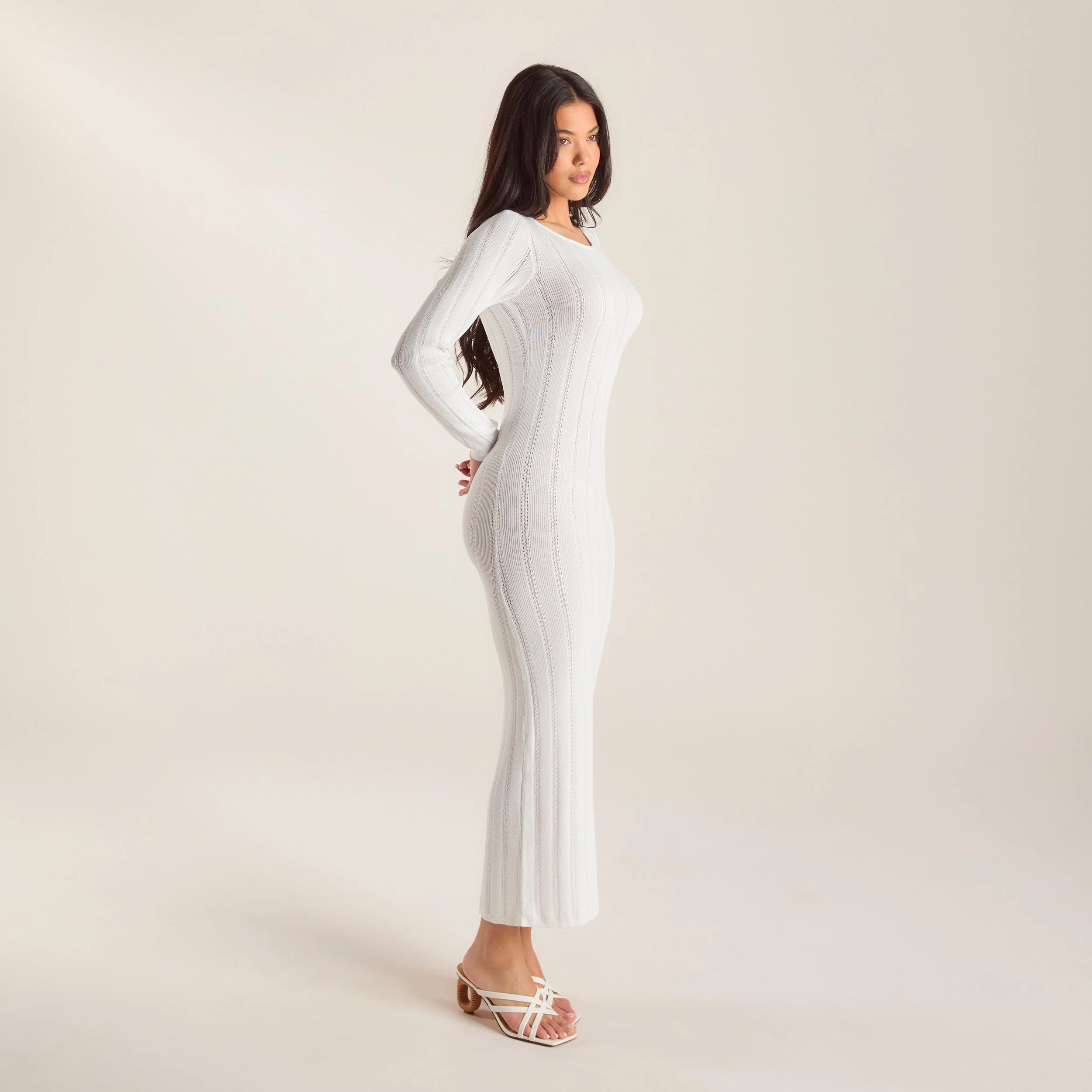 Knitted Maxi Dress - Off White