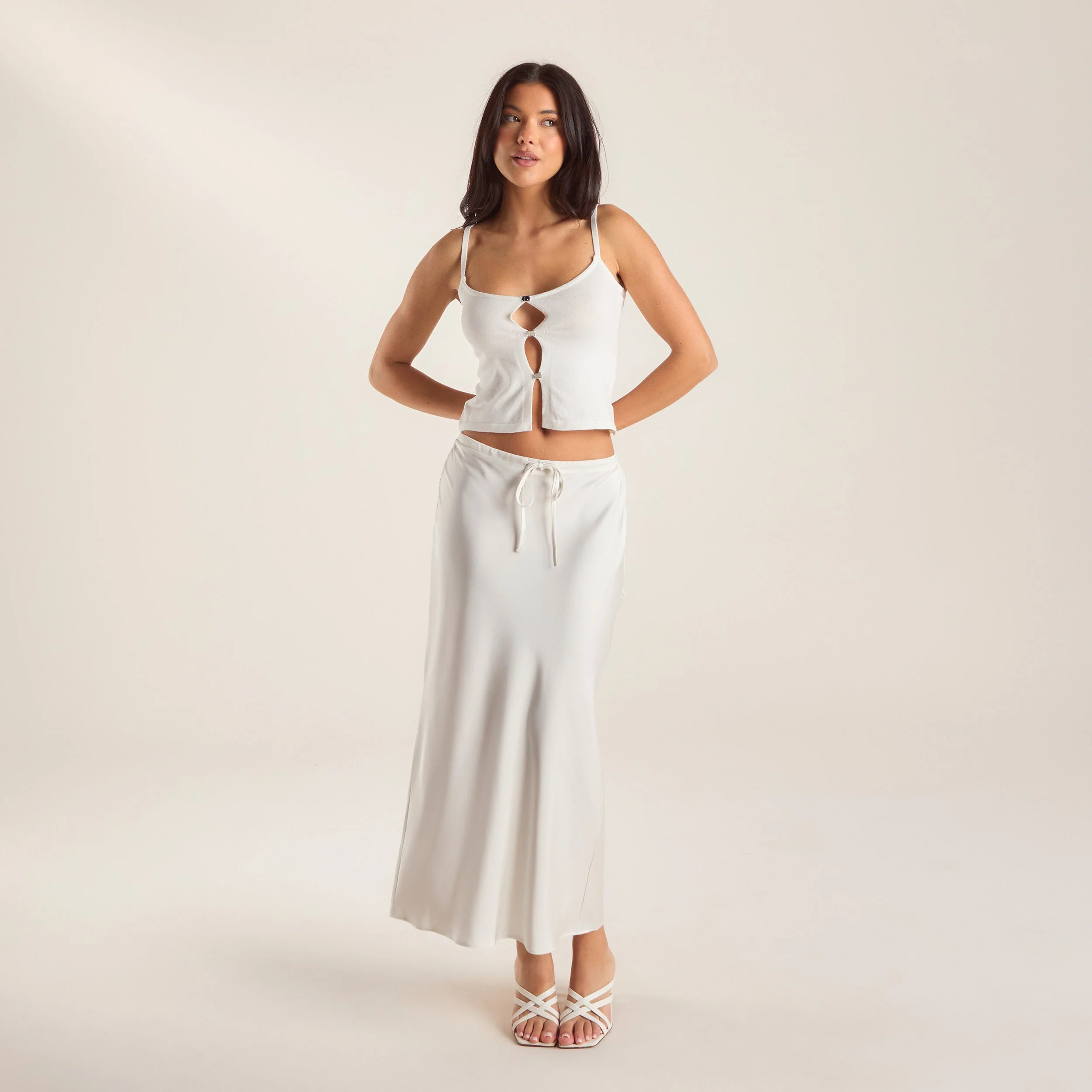Satin Maxi Skirt - Off White
