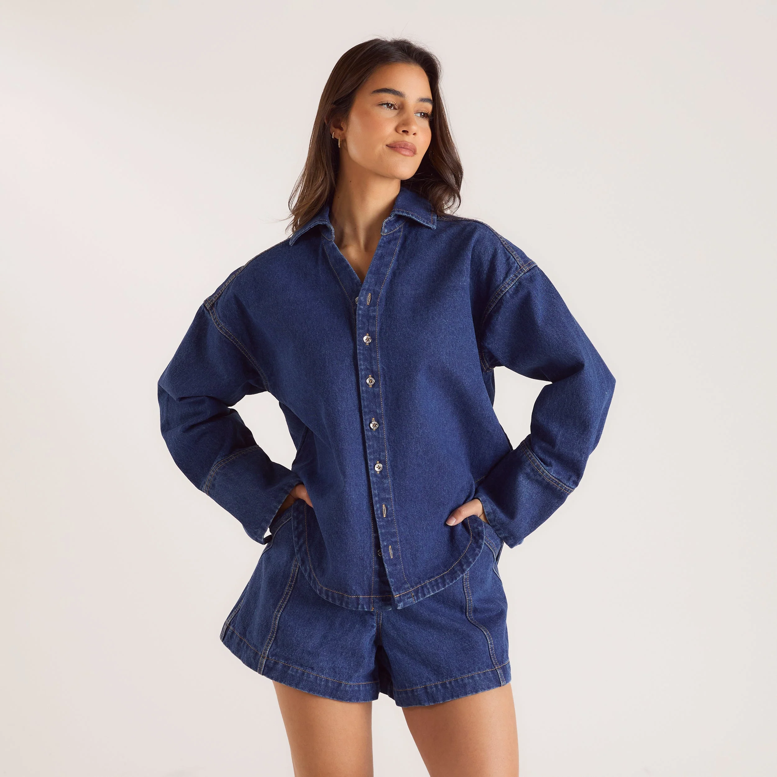Oversized Denim Shirt - Blue