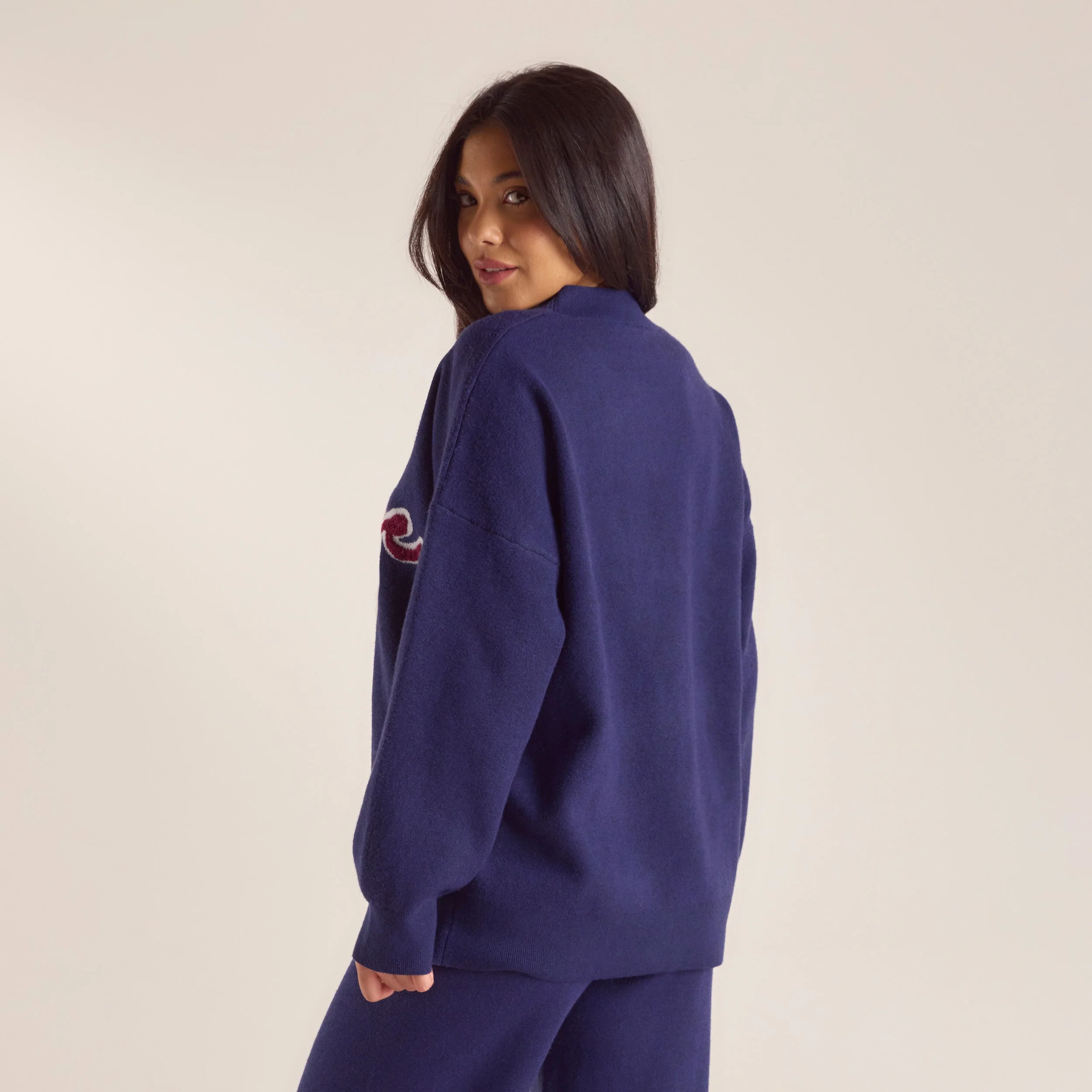 Logo Knitted Crew Neck Jumper - Navy