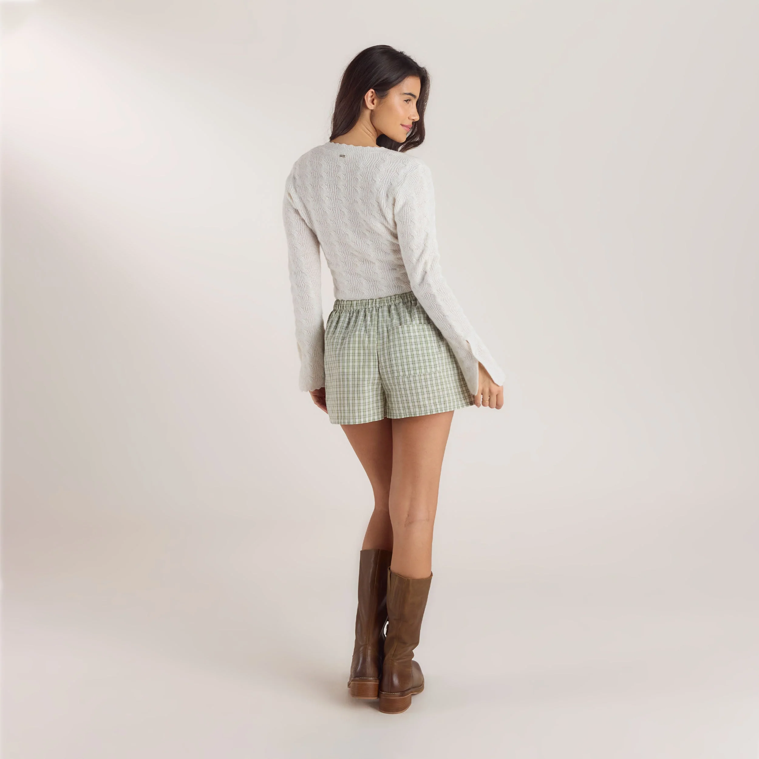 Check Cotton Shorts - Green