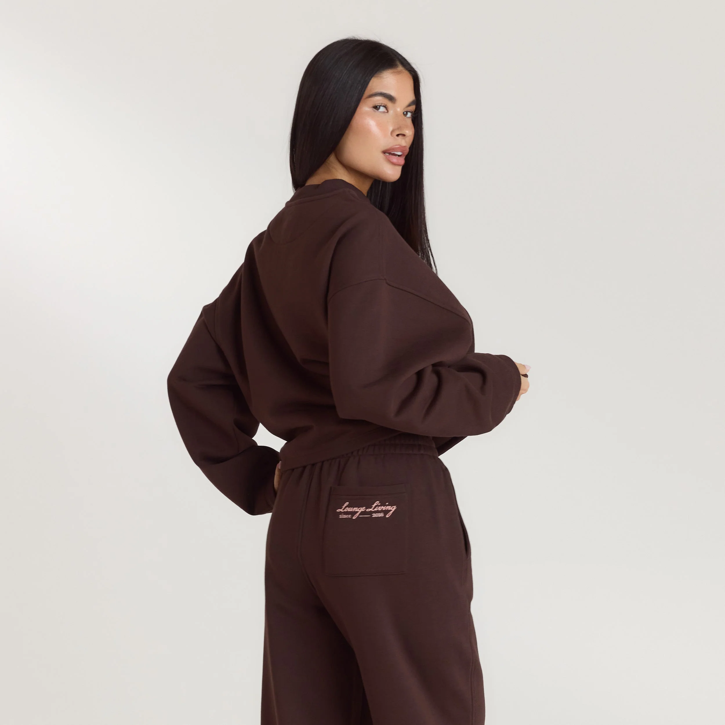 Lounge Living Quarter-Zip Jumper - Chocolate