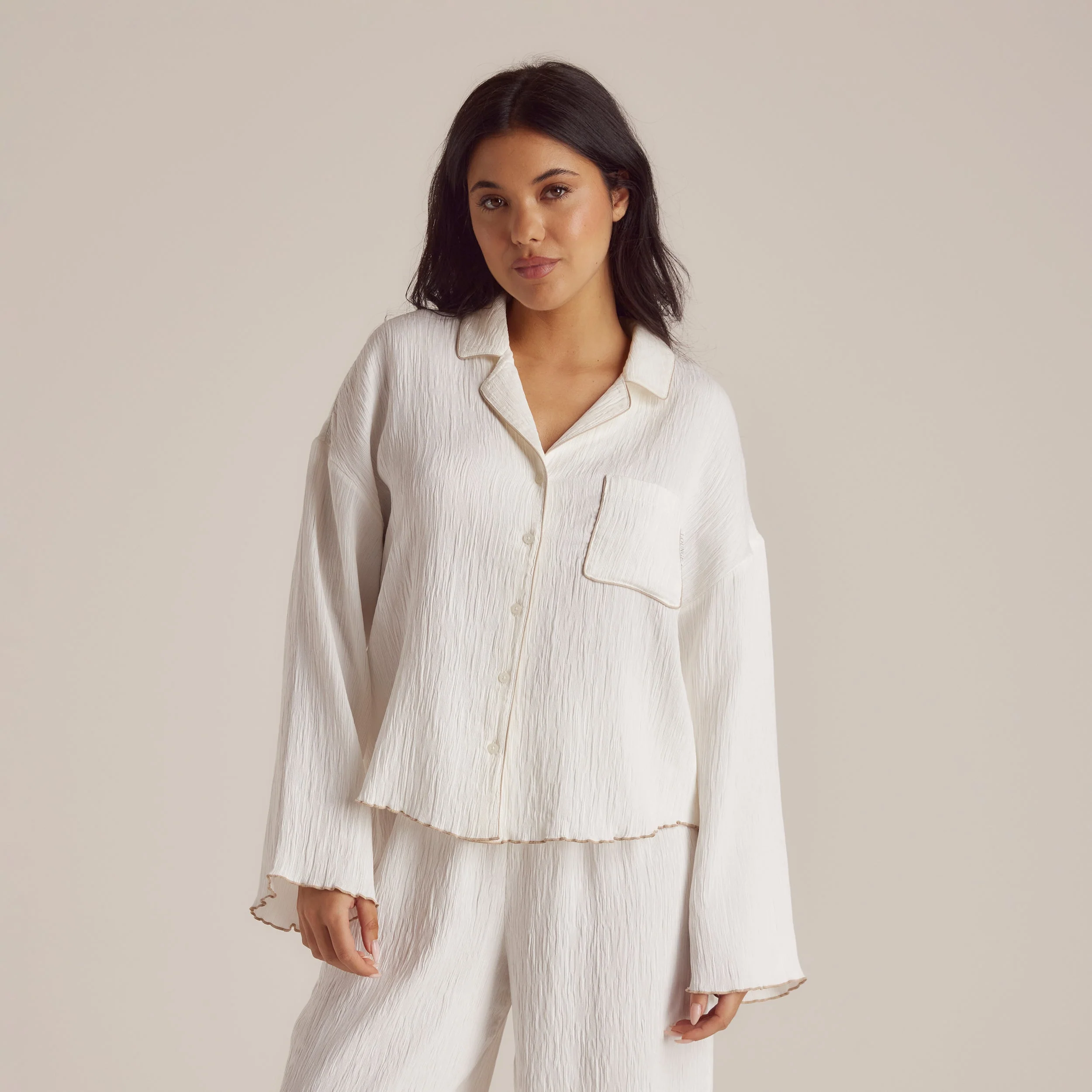 Crinkle Pajama Shirt - White