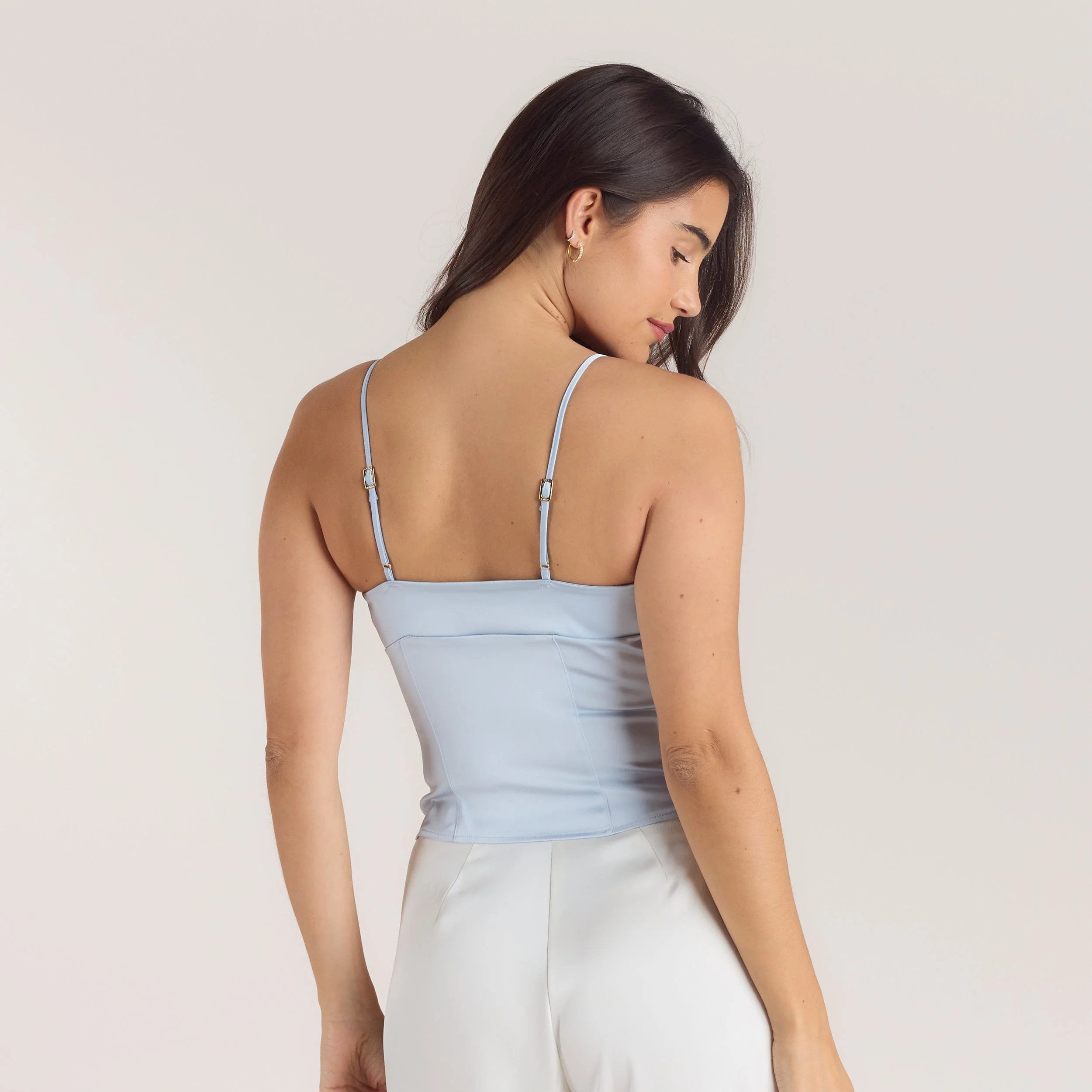 Satin Cowl Neck Cami Top - Blue
