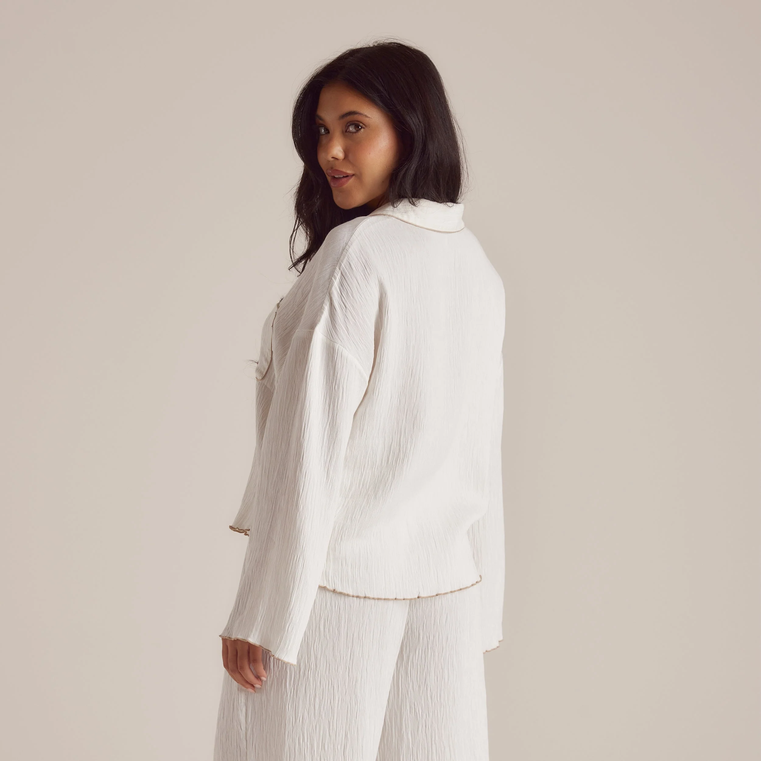 Crinkle Pajama Shirt - White