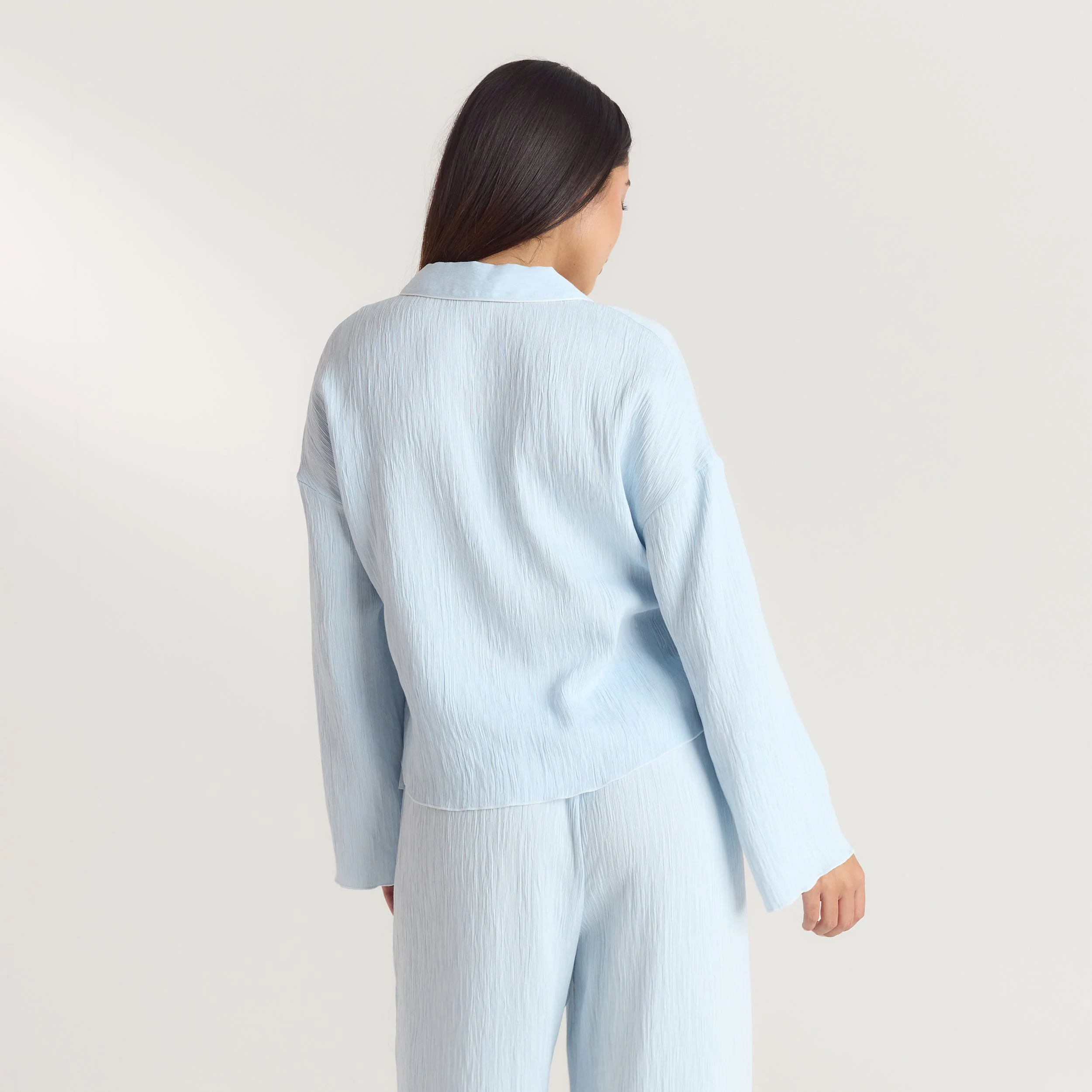 Crinkle Pajama Shirt - Blue