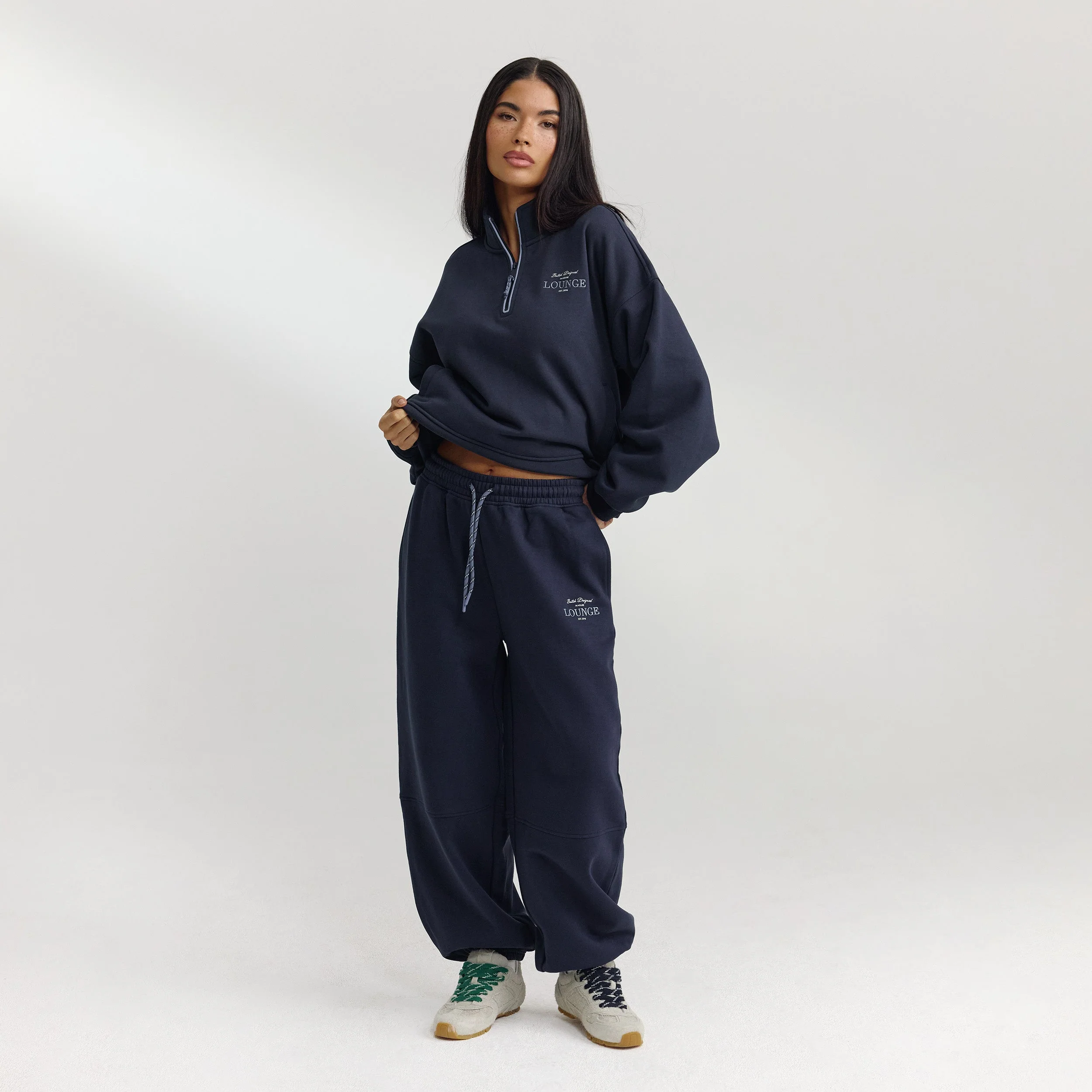 Barrel Leg Sweatpants - Dark Blue