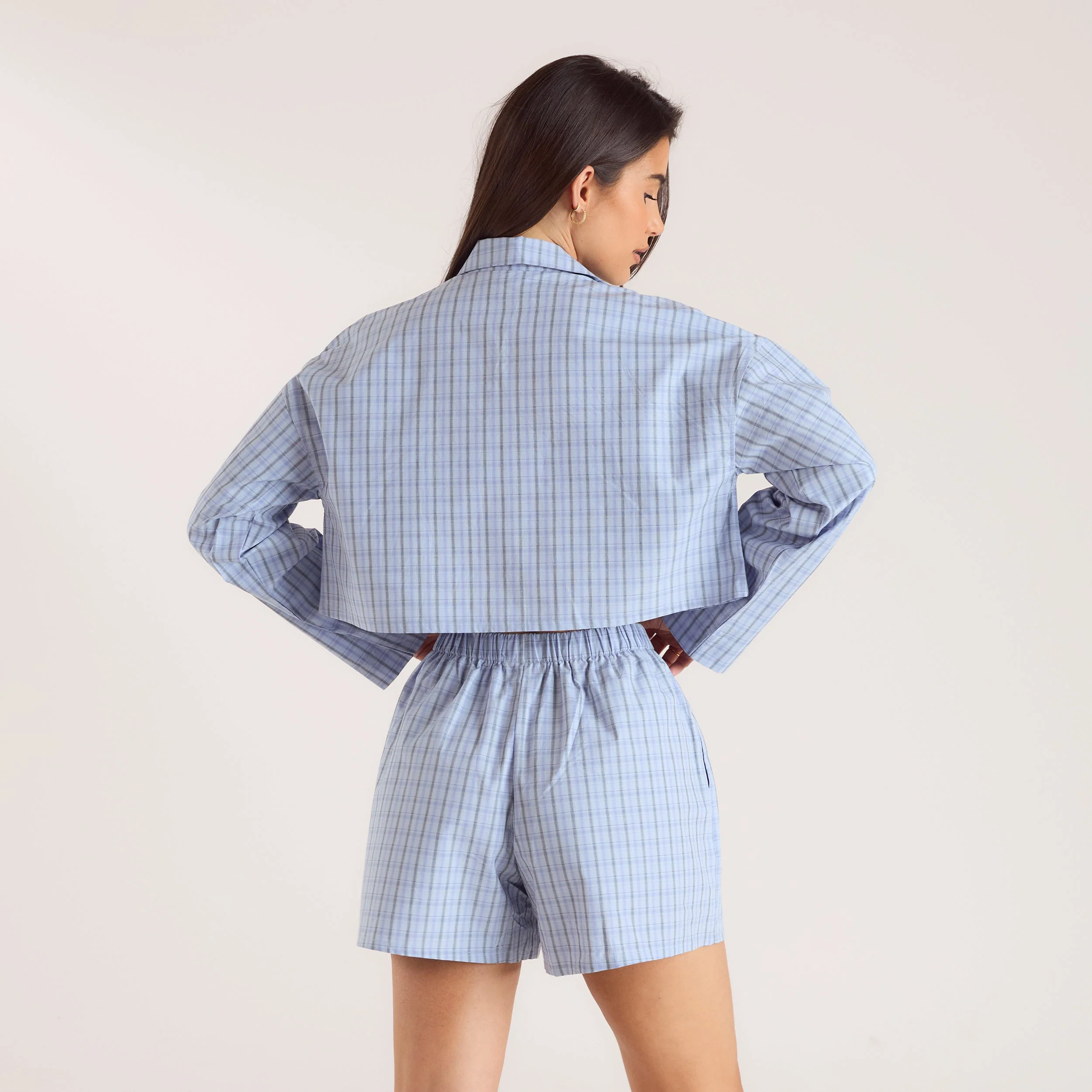 Checked Cotton Shirt - Blue