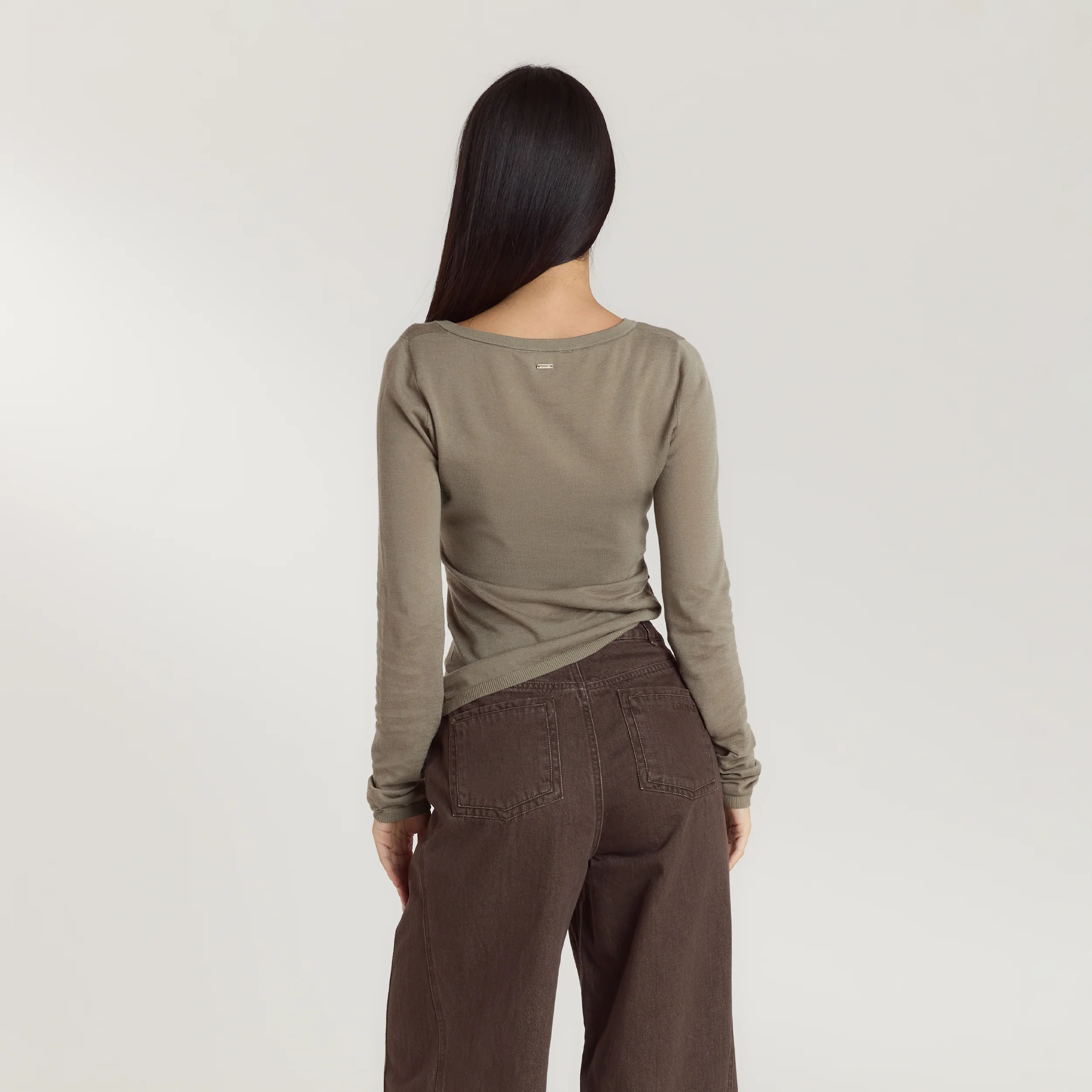 Asymmetric Fine Knit Top - Thyme