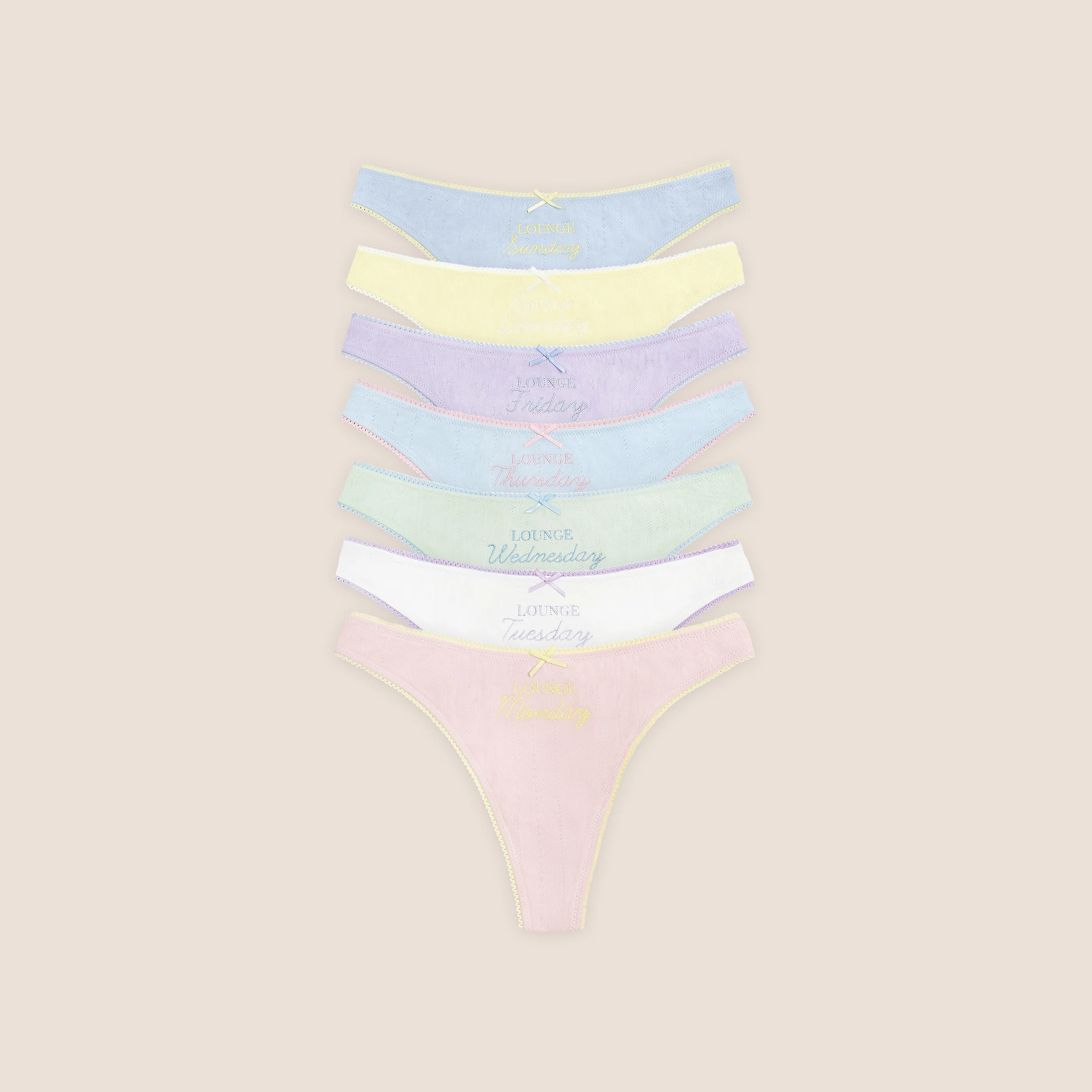 Days of the Week Thongs (7-Pack) - Multicolour Pastel