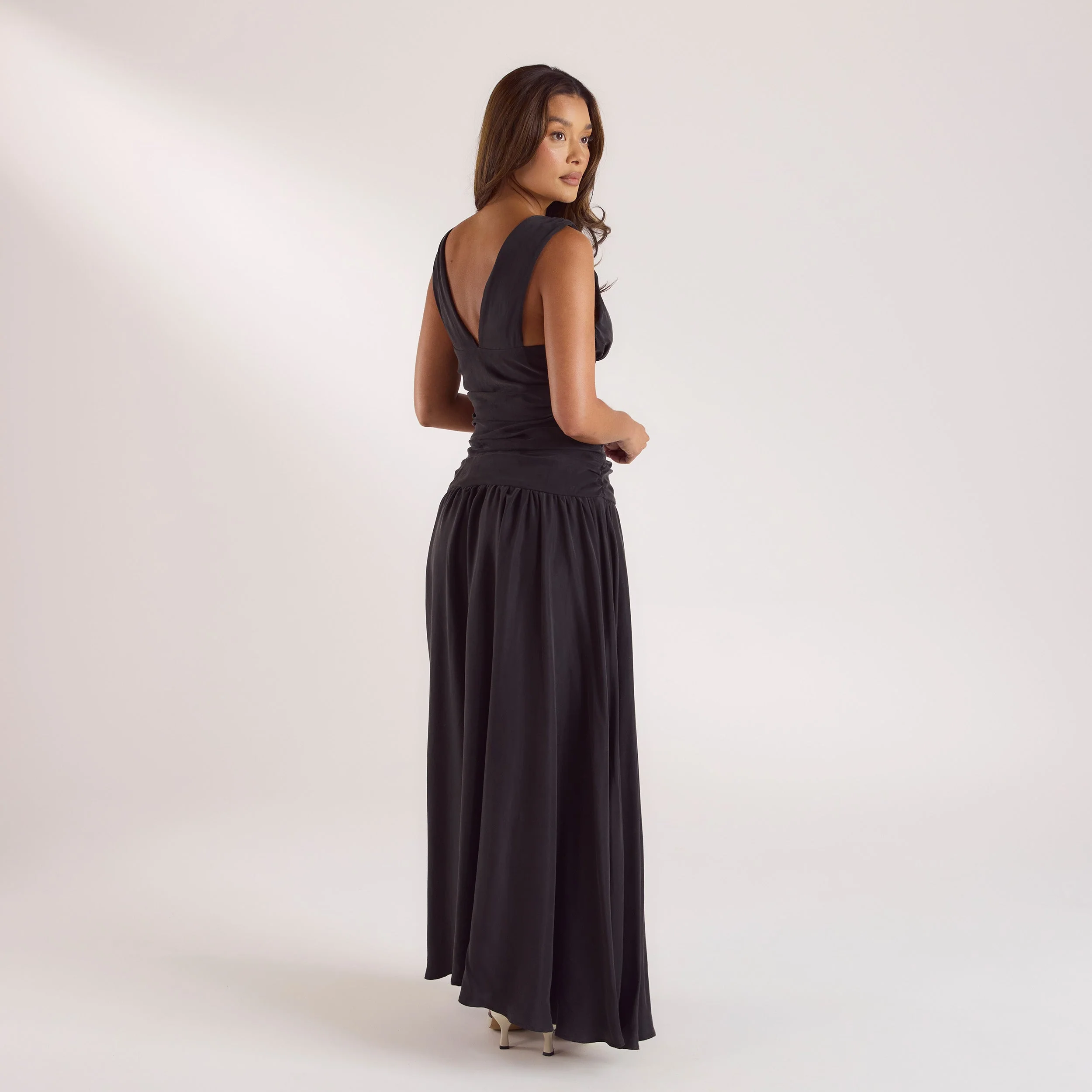 Cupro Blend Maxi Dress - Black