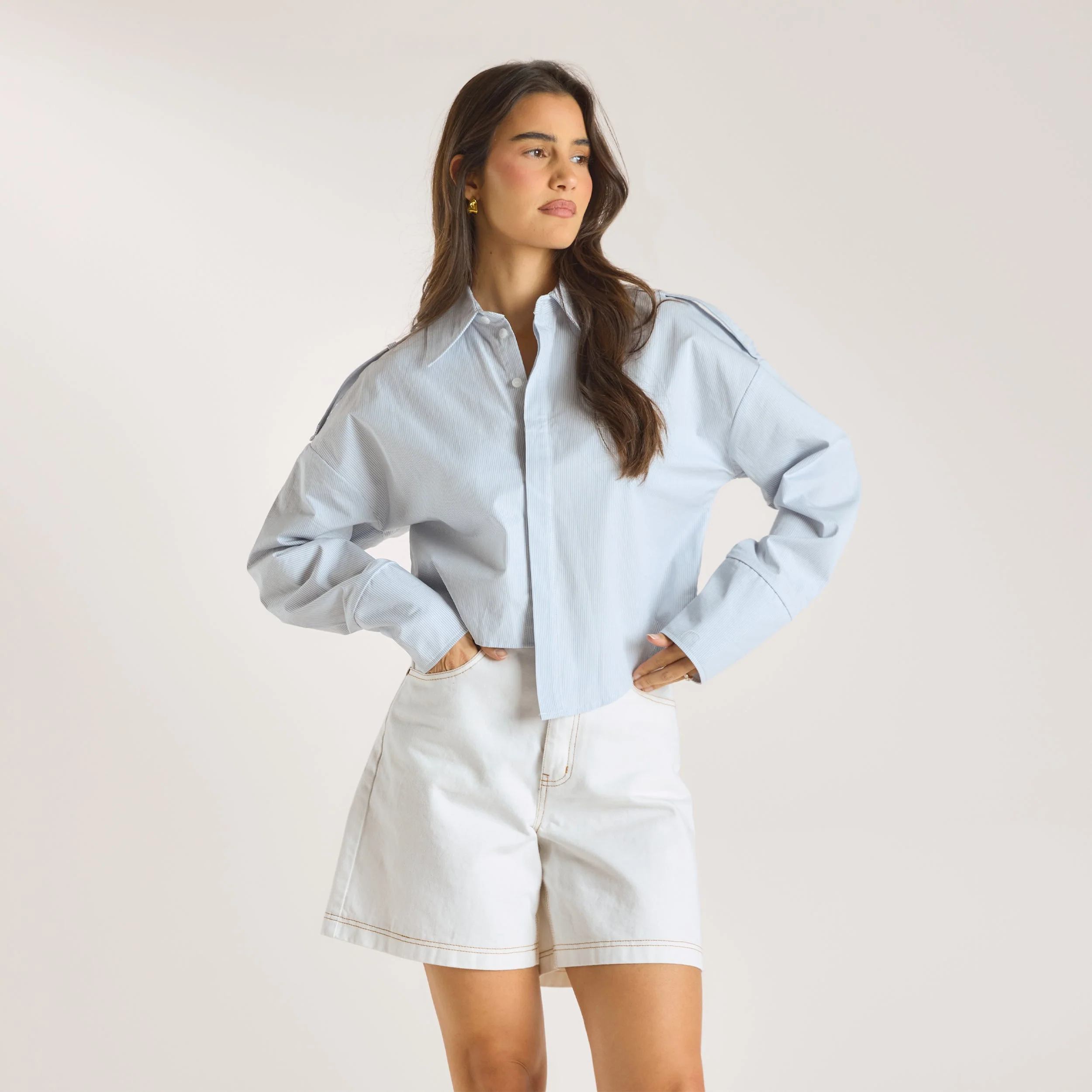 Asymmetric Shirt - Blue Stripe
