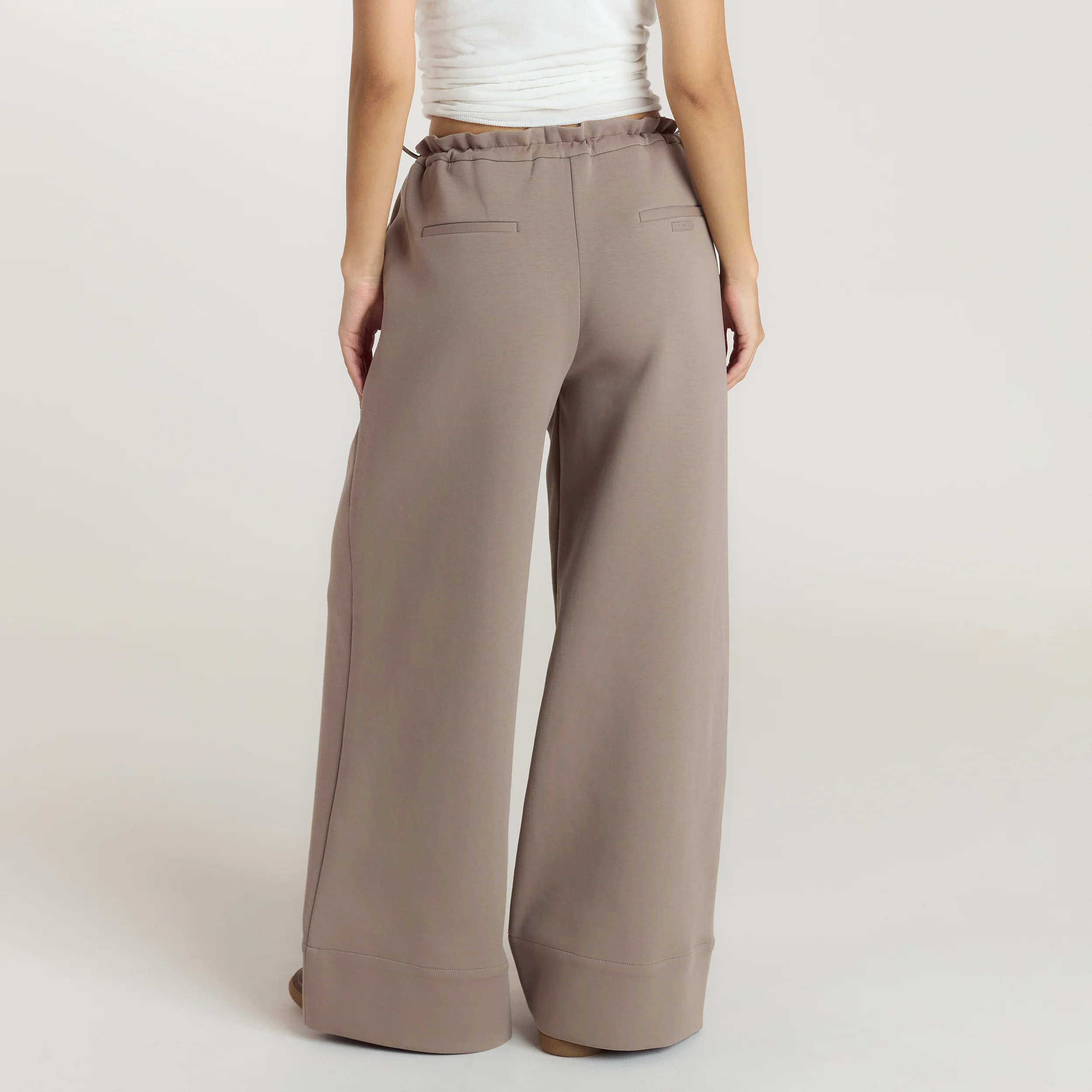 Neoprene Wide-Leg Joggers - Taupe