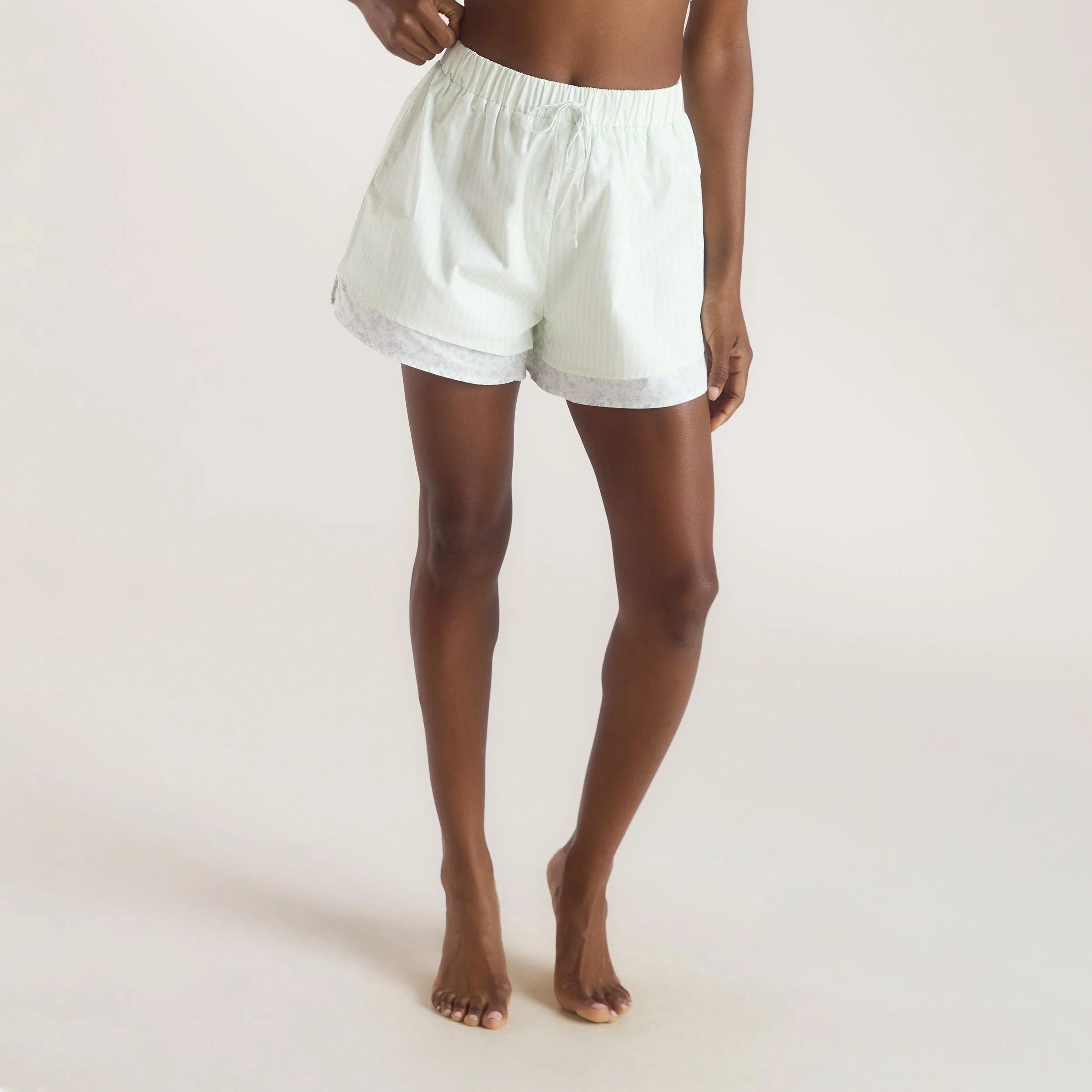 Bloom & Stripe Pajama Shorts - Sage