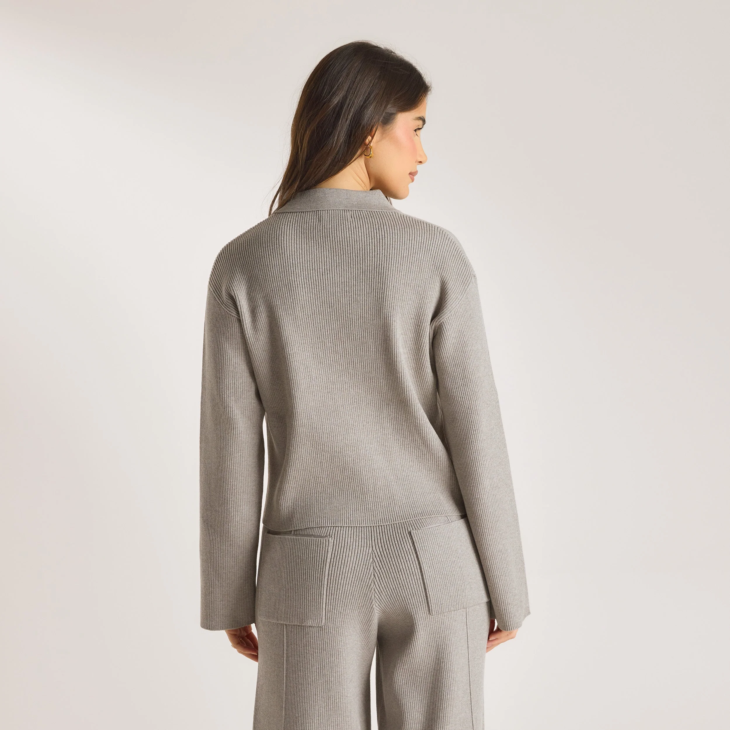 Knitted Oversized Shirt - Warm Grey