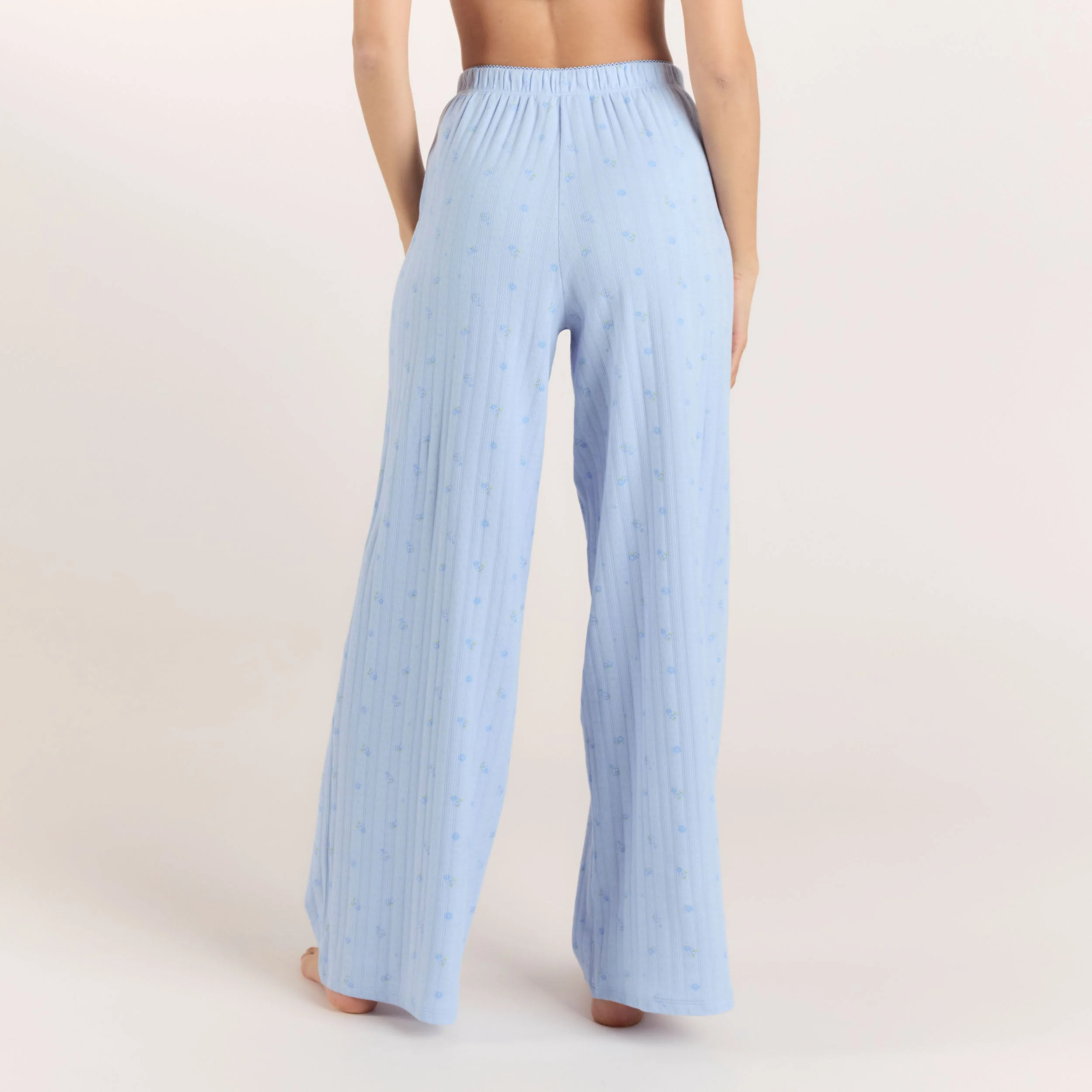 Pointelle Pajama Pants - Blue Floral