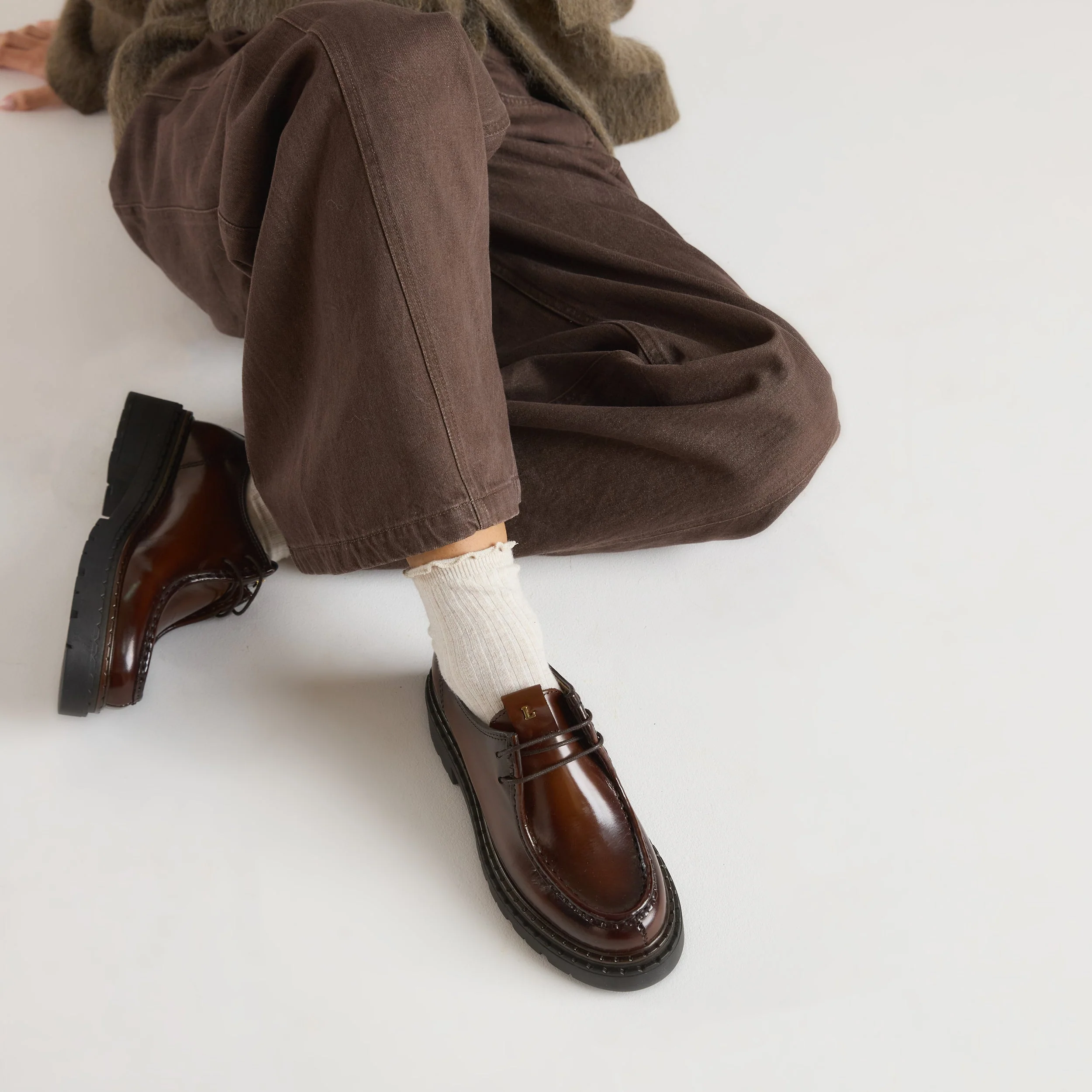 Etta Lace-Up Chunky Loafers - Tan