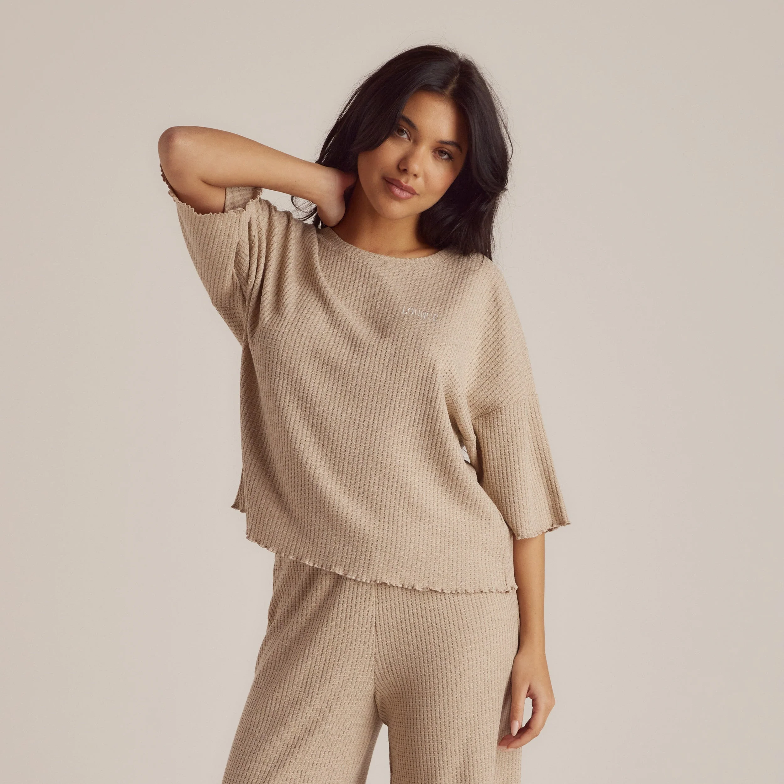 Soft Waffle Pajama Top - Mink
