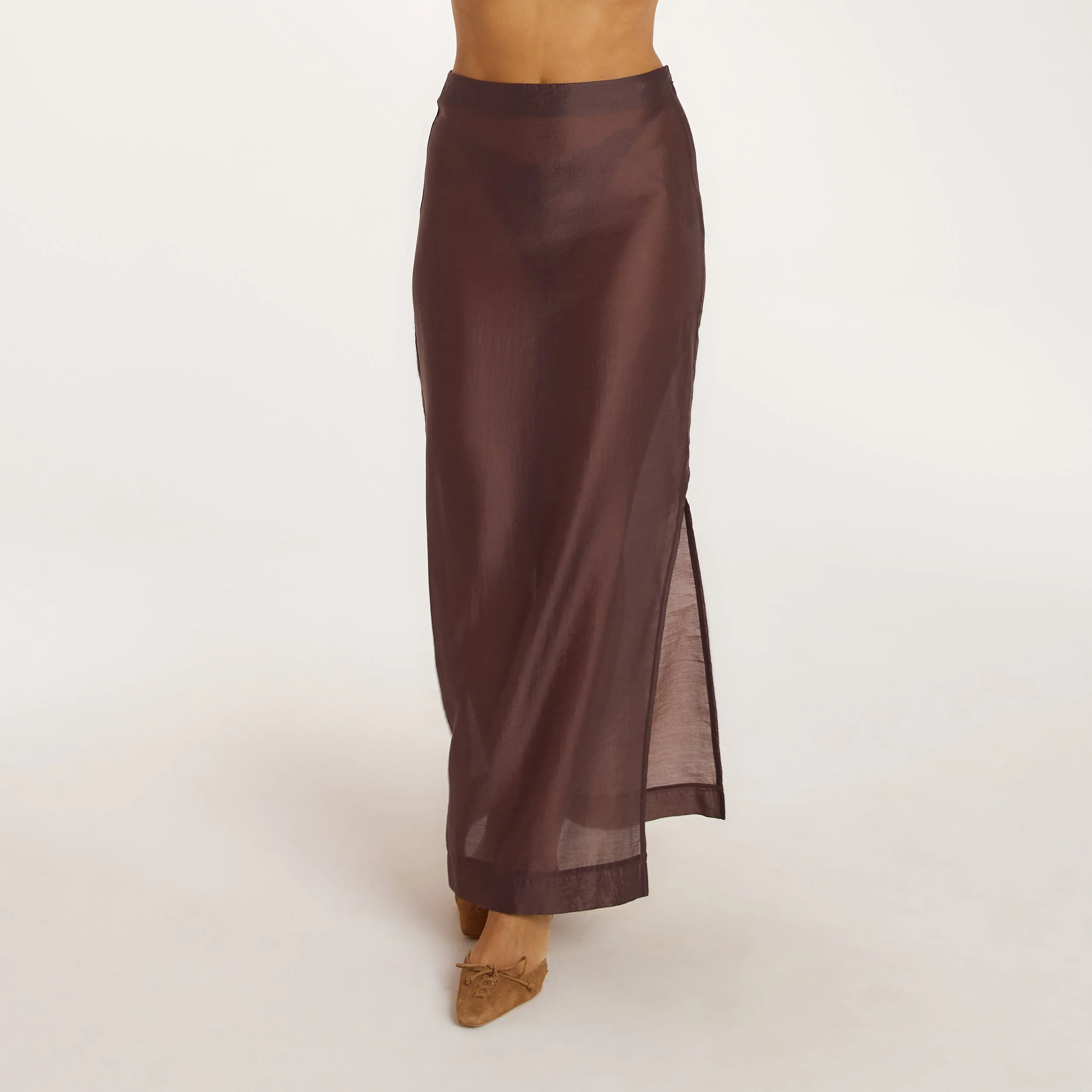 Sheer Maxi Skirt - Chocolate